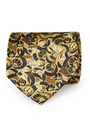 TOKYO - Cravatta stampata in seta beige con motivo vintage 